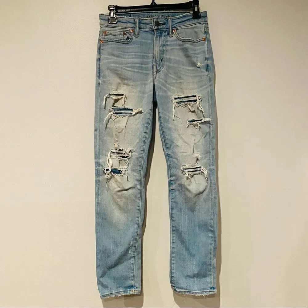 AEO Cozy Airflex+ Distressed Jeans Size 26 x 28